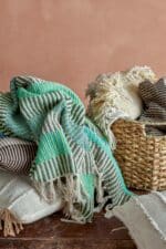 Isnel Plaid, Blå - Genanvendt Bomuld - Billede 3